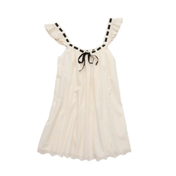 Aerie Femme Bow Nightie New With Tags Size XXL Off White Cotton - Picture 4 of 16